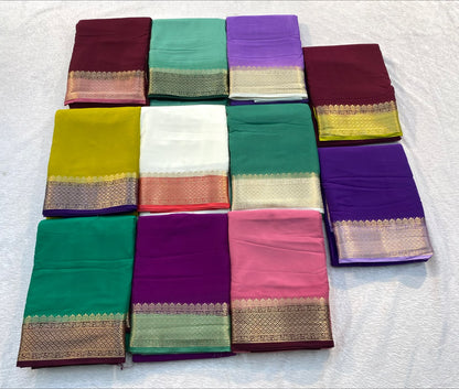 PREMIUM TRENDY SEMI MYSORE CRAPE SILK SAREES